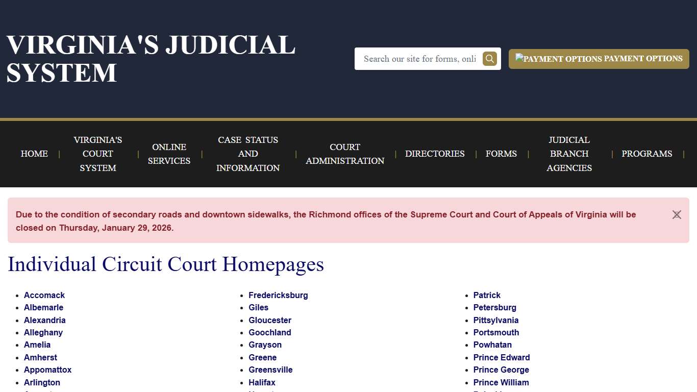 Individual Circuit Court Homepages Virginia Court System