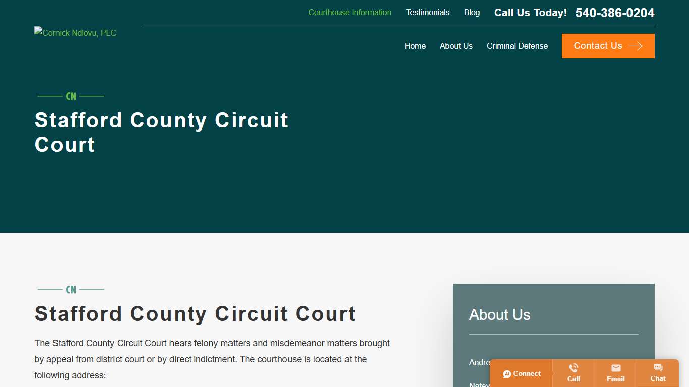 Stafford County Circuit Court Andrew J. Cornick, Attorney at Law